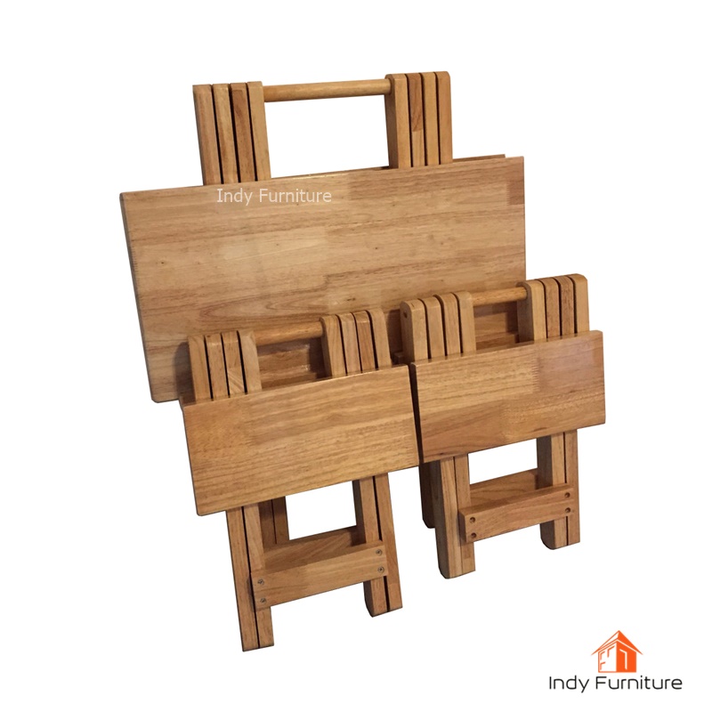 ชุดโต๊ะพับ+เก้าอี้พับปิคนิค ไม้ยางพารา รุ่น Picnic สีธรรมชาติ