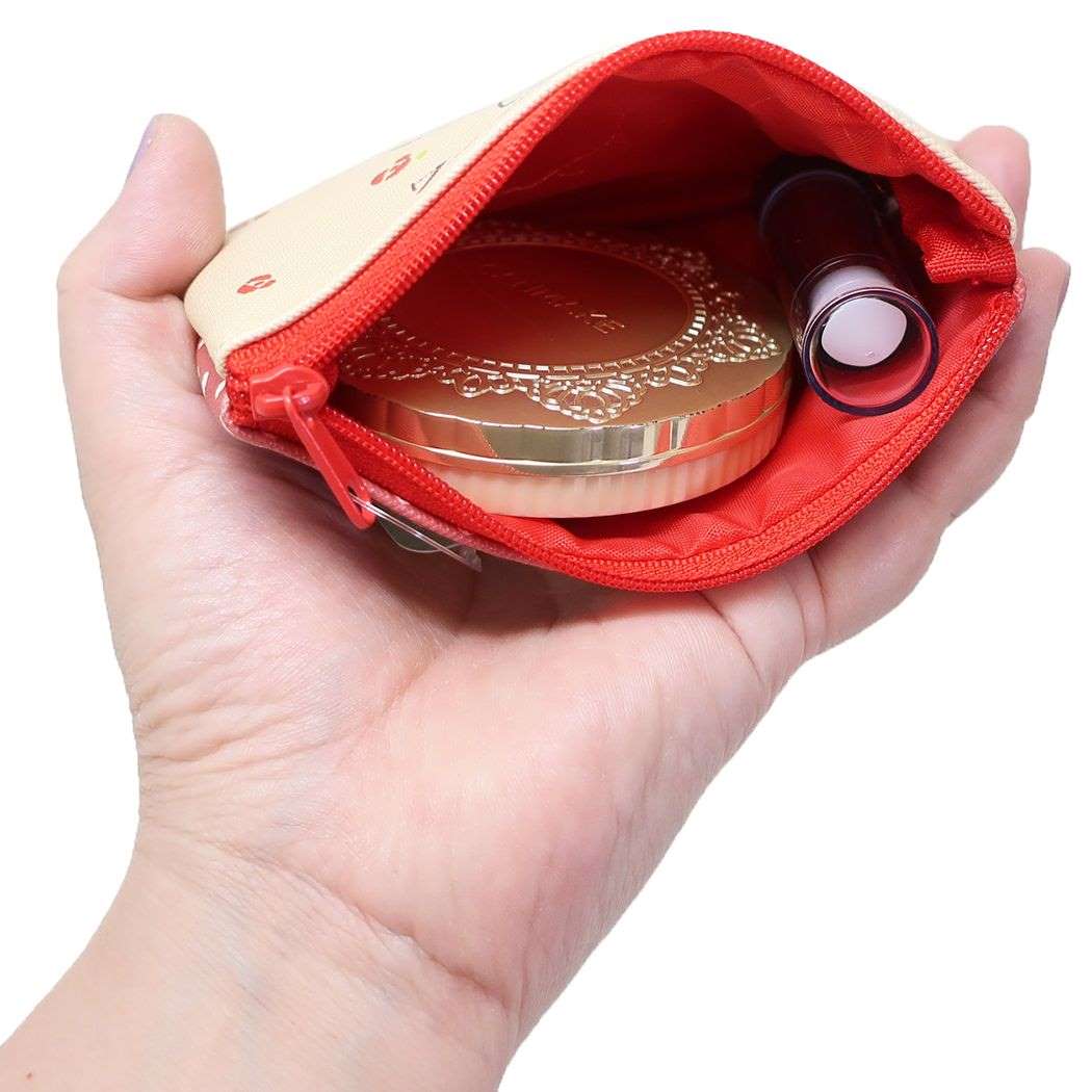 กระเป๋า Sanrio Characters Fancy Retro Collection Pouch & Tissue Case แบบ Marron Cream ด้านหลังใส่ทิชชู่ได้ มีซิปปิดเปิด ขนาด 13 x 9.5 x 0.7 ซม. ทำจาก PVC