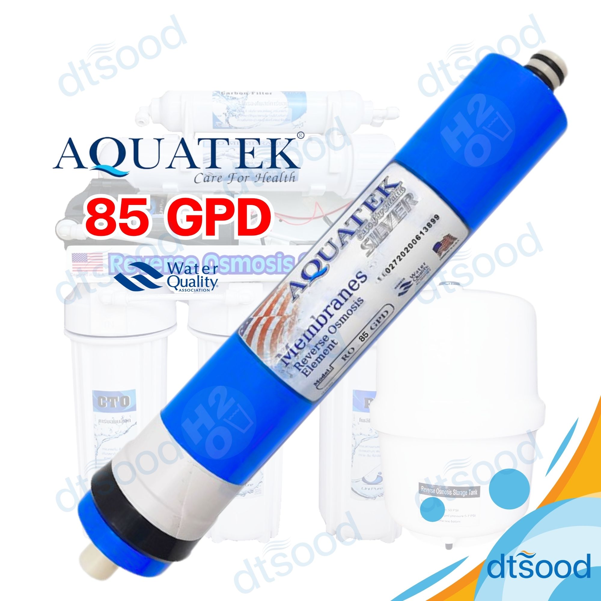 ไส้กรองน้ำ RO Membrane ขนาด 85 GPD ยี่ห้อ Aquatek กรองละเอียด 0.0001 ไมครอน
