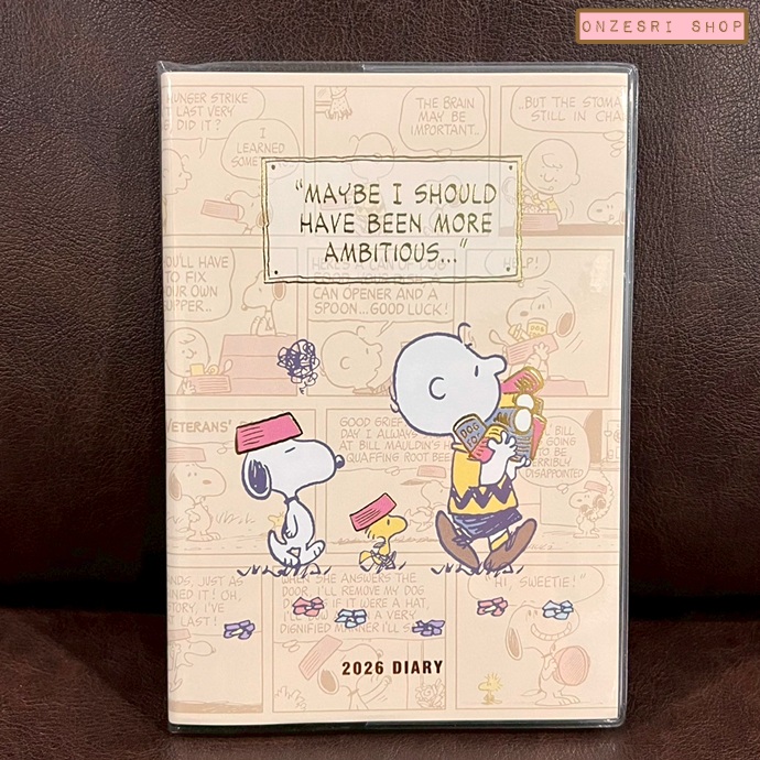 สมุด 2026 Schedule Book เล่มหนา B6 ลาย Snoopy Comic Design สีครีม ขนาด 13.5 x 18.8 x 1.1 ซม. (176 หน้า) มีให้จดตั้งแต่เดือน 10/2025 - 12/2026 เป็นปฎิทินแบบ monthly & weekly