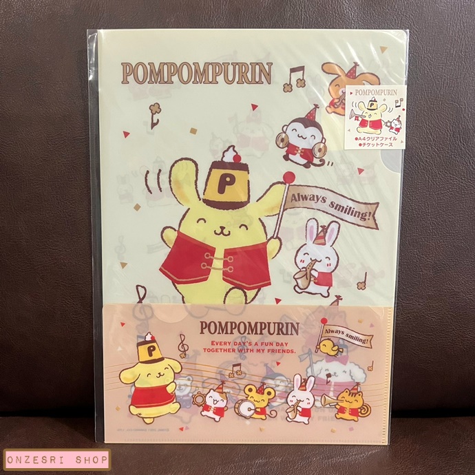 Set แฟ้ม 2 ขนาด ลาย Pompompurin 25th Anniversary (Marching Band) มีขนาด A4 / Ticket Case