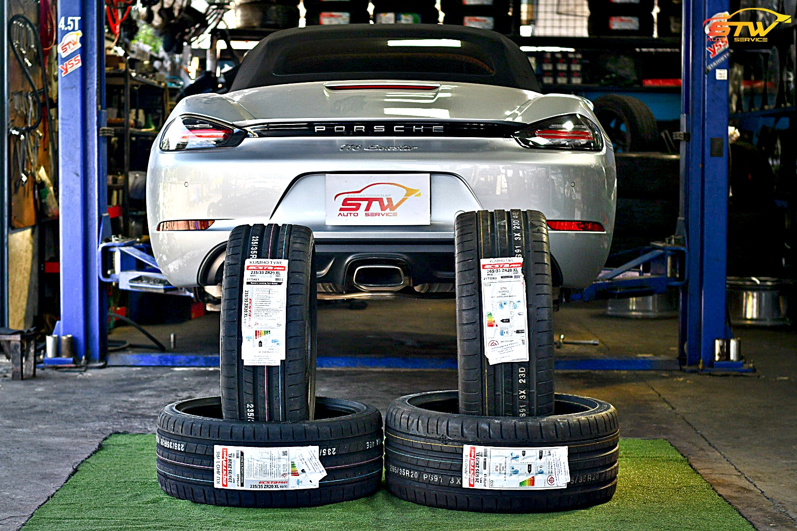 ยาง KUMHO ECSTA PS71 F 235/35R20 92Y R 265/35R20 99Y ติดตั้งใส่ PORSCHE 718 Boxster