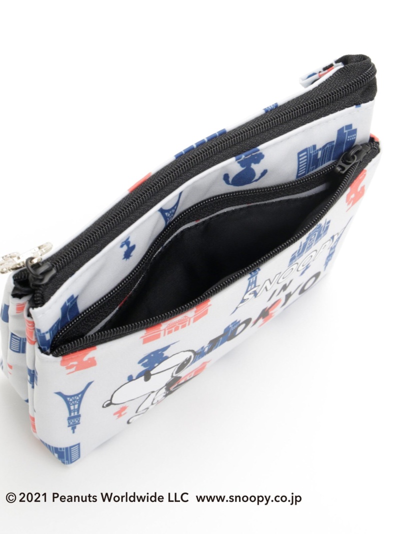 กระเป๋า Peanuts x Afternoon Tea LIVING Double Pouch คอลเลกชั่น Snoopy in Tokyo (Limited) มีช่องซิปใส่ของ 2 ช่อง ขนาด 17 x 12 x 5 ซม.