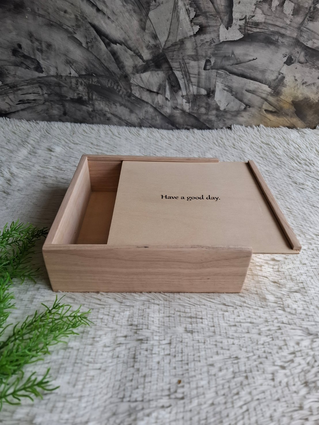 กล่องไม้ยางพาราฝาสไลด์