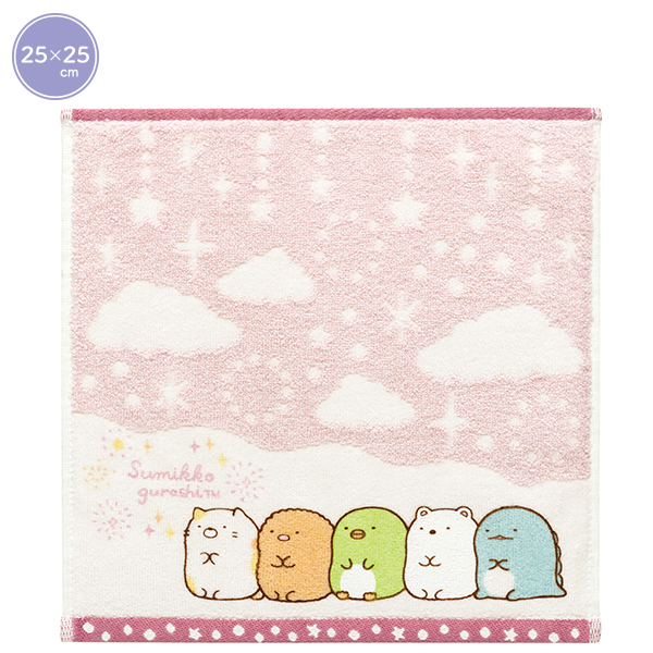 ผ้าขนหนู Sumikko Gurashi Mini Towel ลาย Glitter Cloud สีชมพู ขนาด 25 x 25 ซม.