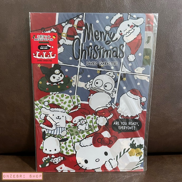 แฟ้ม A4 Sanrio Merry Christmas 2021 สีแดง แยกใส่เอกสารได้ 3 ช่อง