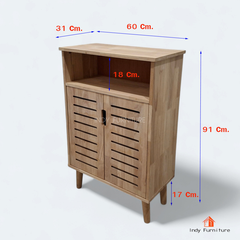 Indy Furniture ตู้อเนกประสงค์ ตู้วางรองเท้า ตู้เก็บผ้าพับ รุ่น Airflow สีธรรมชาติ