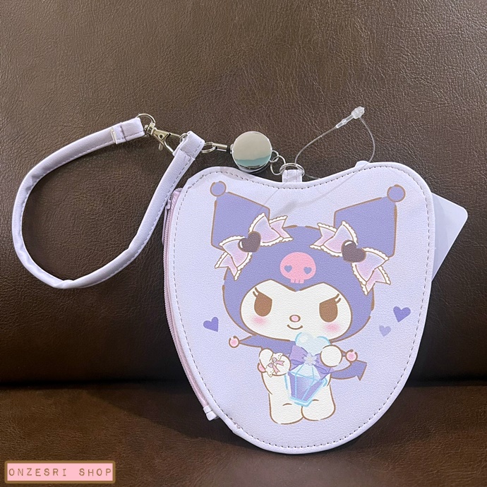 กระเป๋าใส่บัตร/ใส่เหรียญ Sanrio Fragrance is the Feeling of Love Pouch แบบ Kuromi มีสายคล้องมือ ขนาด 12 x 12 ซม.