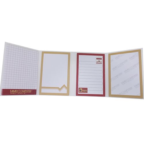 Memo Pad กระดาษโน้ตแบบเล่มจาก Famicom เป็นลายที่ระลึก Famicom แบบย้อนยุค ขนาด 7.5 x 1.2 x 11 ซม. มี 4 ลาย รวม 80 แผ่น