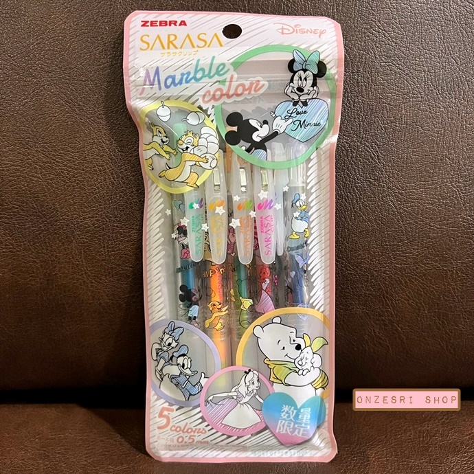 Set ปากกา Zebra Sarasa Clip Marble Color x Disney จากญี่ปุ่น แบบรวม 5 สี หัว 0.5