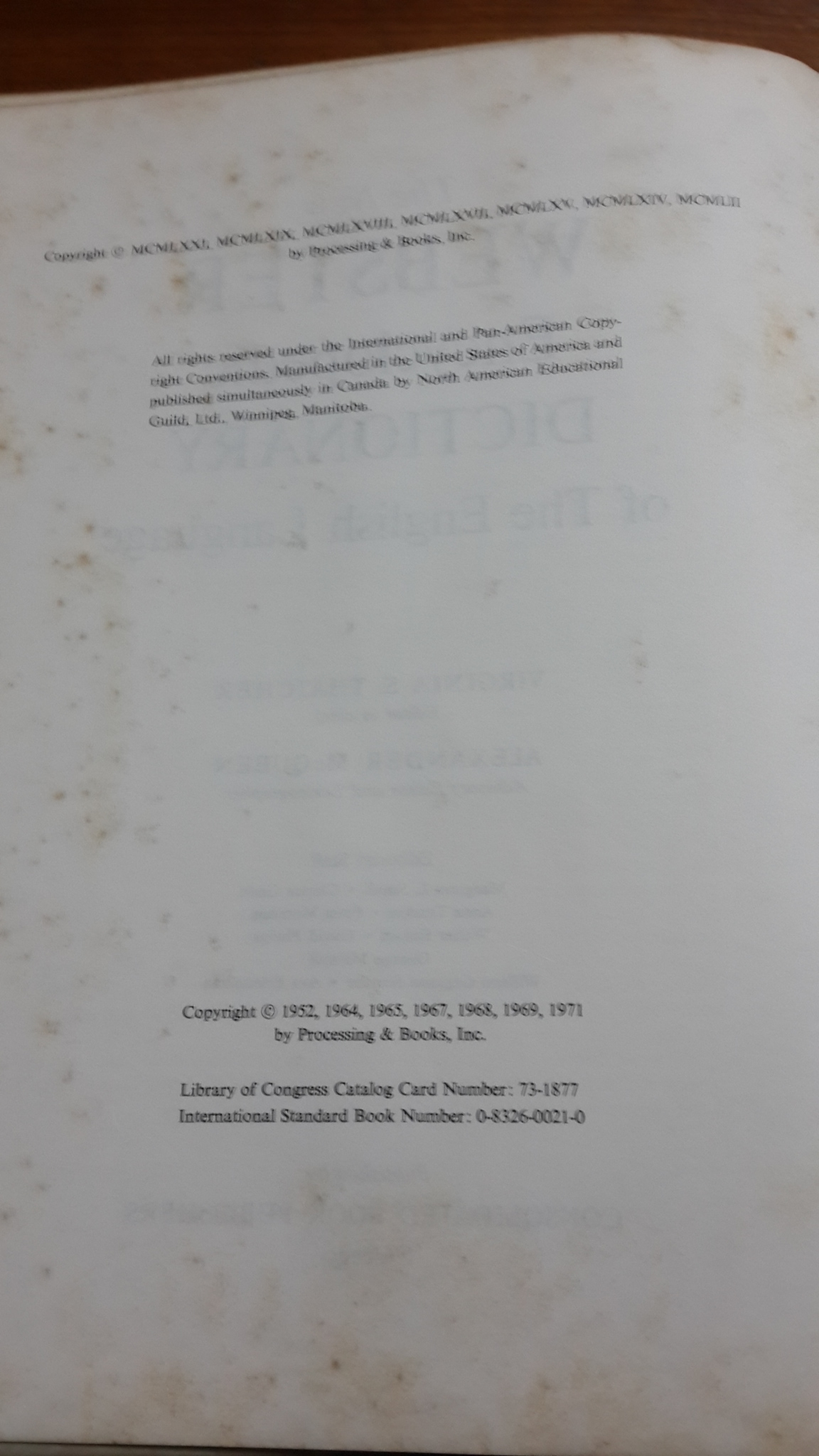 The New WEBSTER Encyclopedic DICTIONARY of the ENGLISH LANGUAGE