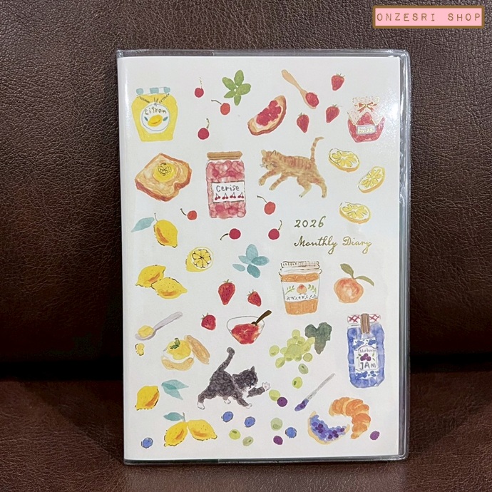 สมุด 2026 Schedule Book เล่มบาง A6 ลาย Sachiko Iwabuchi - Cat ขนาด 10 x 14.5 ซม. (48 หน้า) มีให้จดตั้งแต่เดือน 10/2025 - 12/2026 เป็นปฎิทินแบบ monthly ด้านหลังเป็นกระดาษ memo