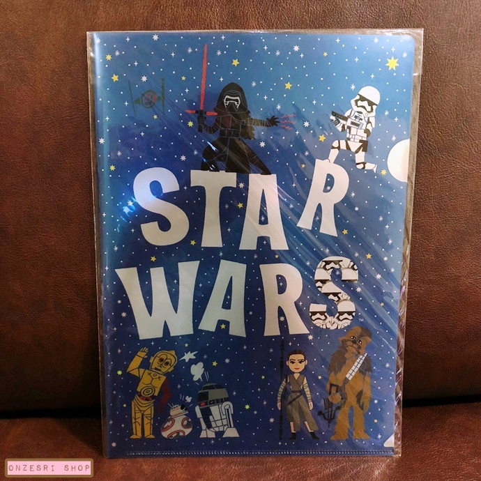 แฟ้ม A4 Star Wars สีน้ำเงิน ตรงตัวอักษรเป็นสีเงินวิ้ง
