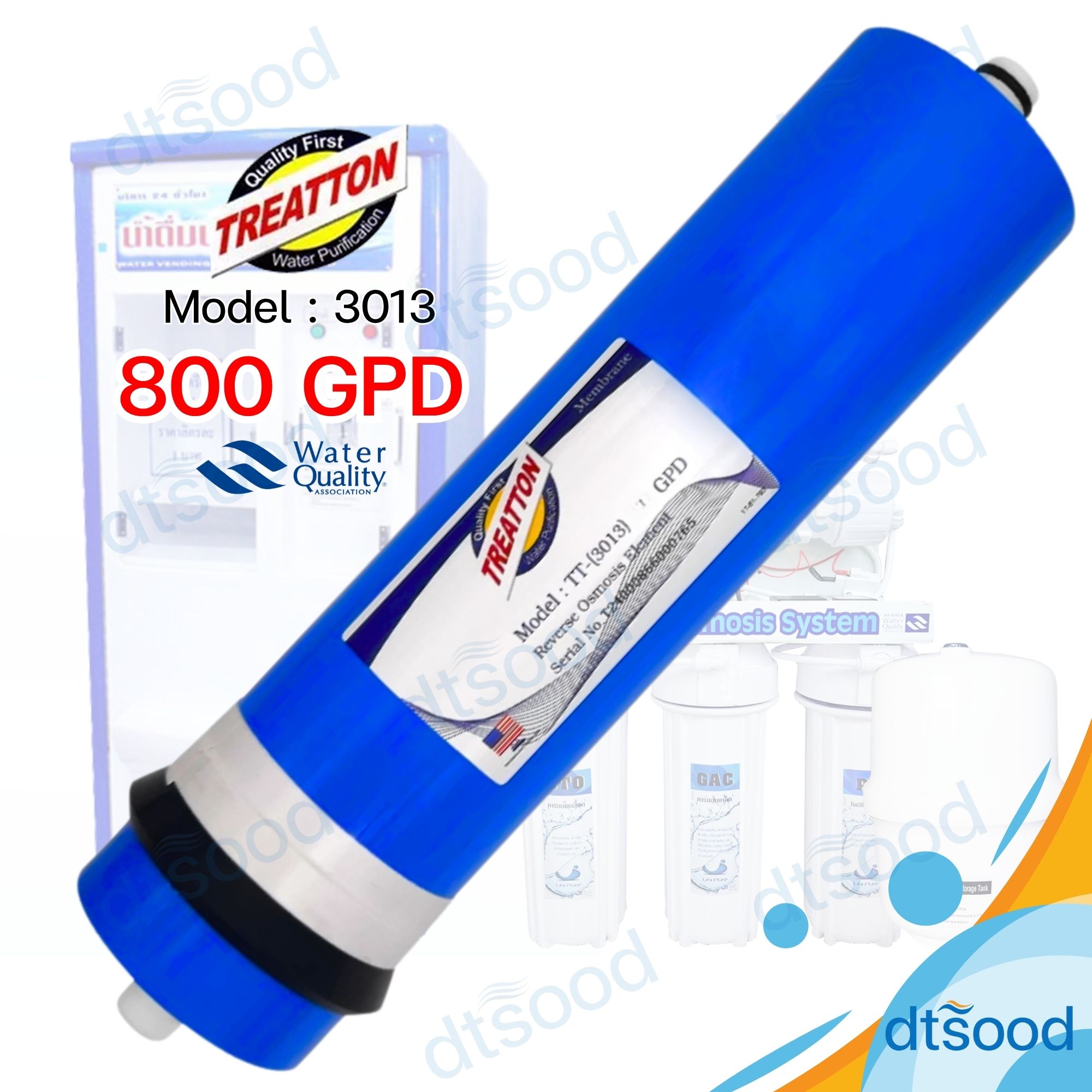 ไส้กรองน้ำ RO Membrane ขนาด 800 GPD ยี่ห้อ Water Store กรองละเอียด 0.0001 ไมครอน