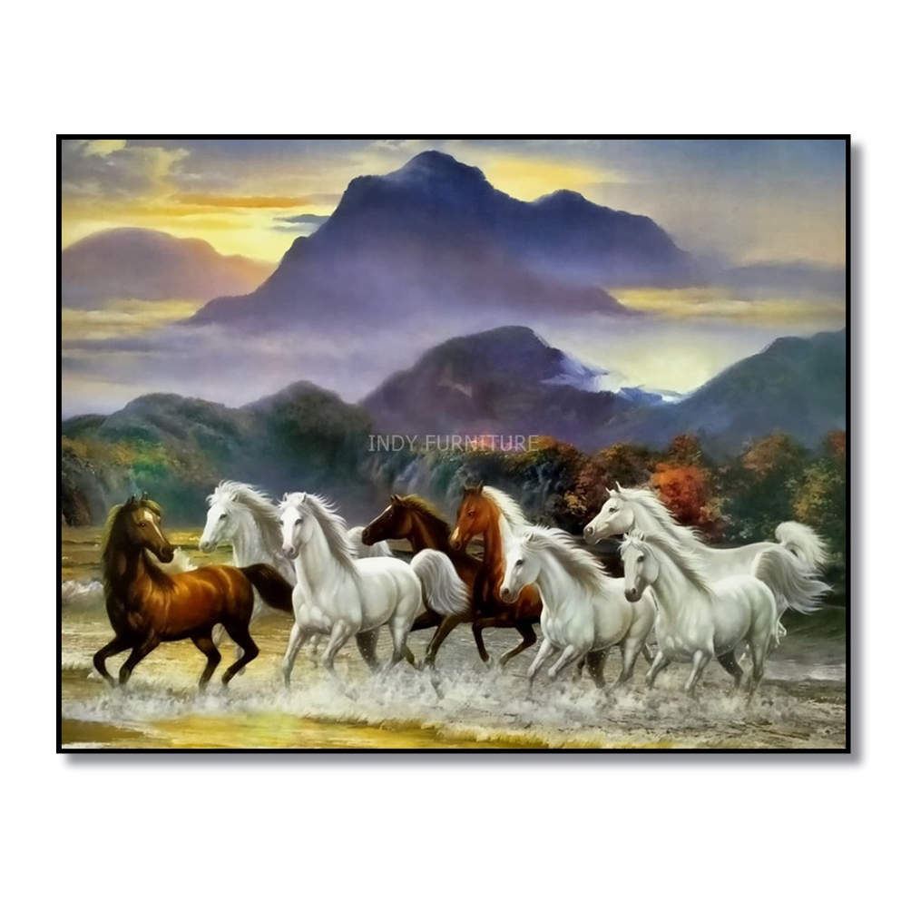 กรอบลอยภาพมงคล ม้ามงคล 8 ตัว วิ่งในน้ำ ขนาด 40x50x2 ซม. (2921)