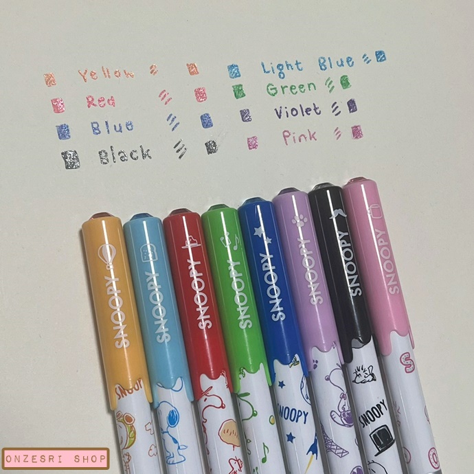 ปากกา Glitter Gel ลาย Snoopy จากญี่ปุ่น (Made in Korea) หมึกสีออกแนวเมทัลลิก มีกากเพชร หัว 1.0 มี 8 สีให้เลือก