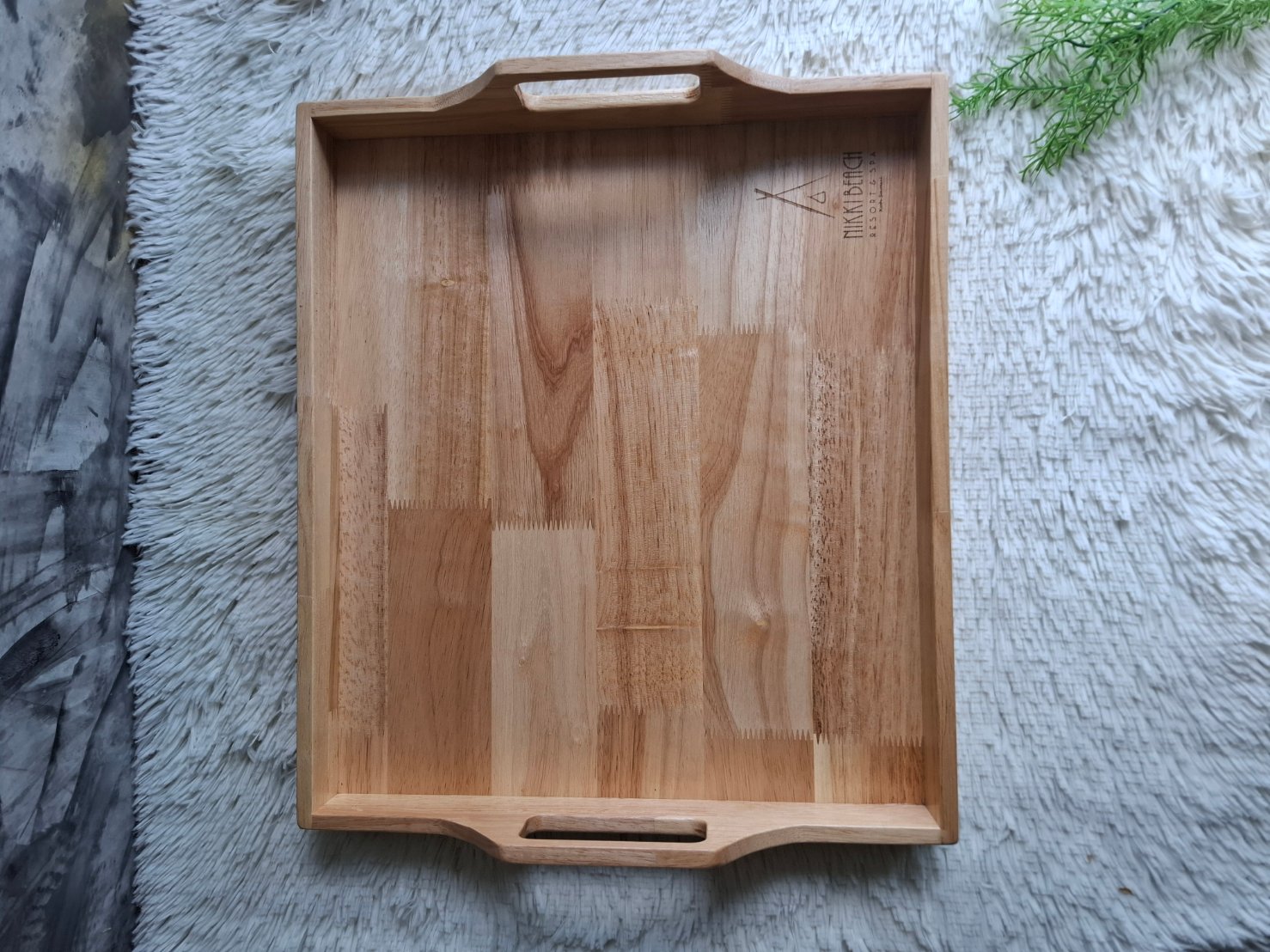 ถาดไม้แบบมีมือจับ