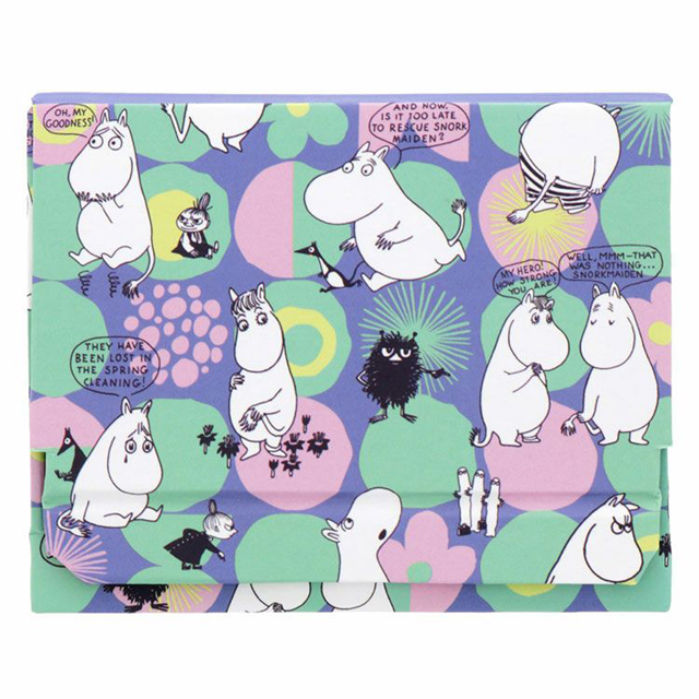 กล่องกระดาษโน้ต Moomin Desk Stand Memo สีเขียวม่วง ขนาด 13 x 10 x 5 ซม. ตรงกล่องเป็นกระดาษแข็ง ด้านบนมีแม่เหล็ก กระดาษมี 200 แผ่น