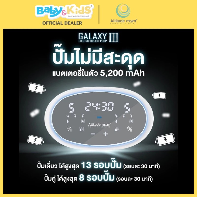 Attitude Mom รุ่น Galaxy IIl เครื่องปั๊มนม เครื่องปั๊มคู่