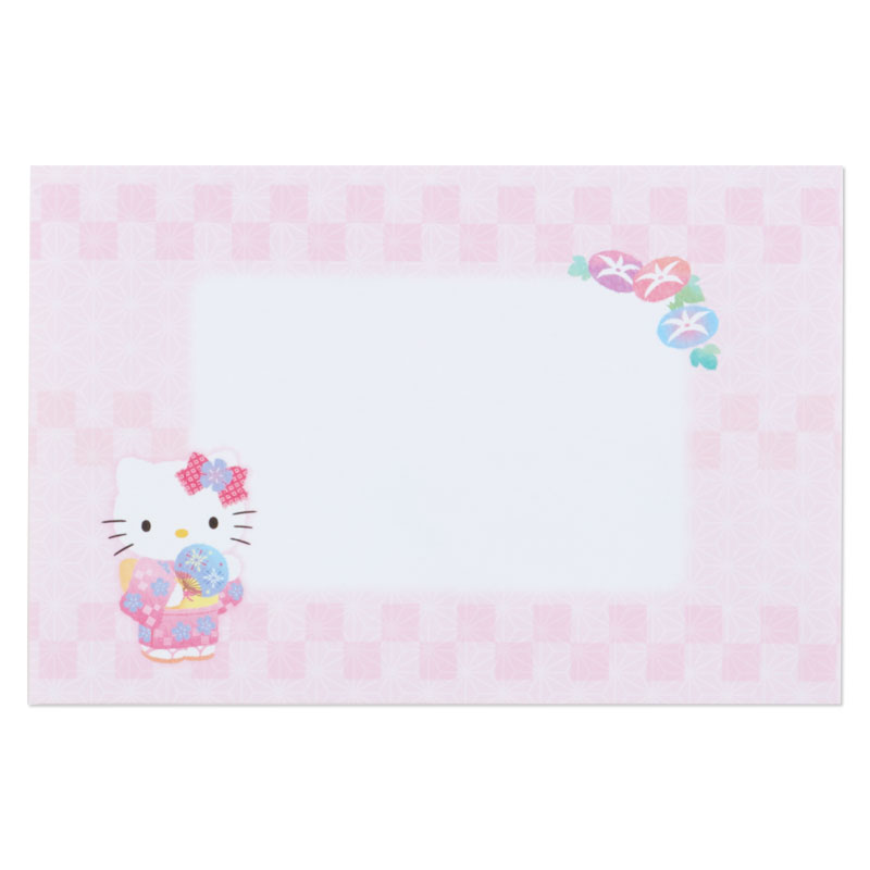 Fan Card from Sanrio Japan พัดกระดาษลาย Hello Kitty พร้อมซอง มีกระดาษโน้ต สามารถเขียนข้อความได้ ขนาด 17 x 11.5 ซม.
