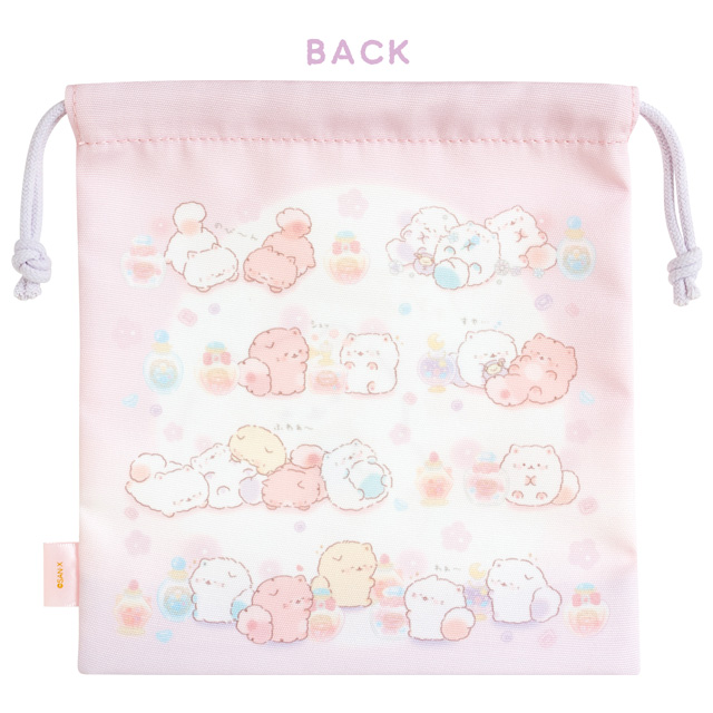 กระเป๋ารูดเชือก Funwari Necolon สีชมพู ขนาด 18 x 17 x 6.5 ซม. เป็นแบบฐานกว้าง