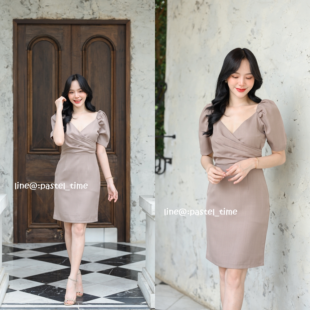 Berenice Dress : สีโอวัลติน **มีแต่S**