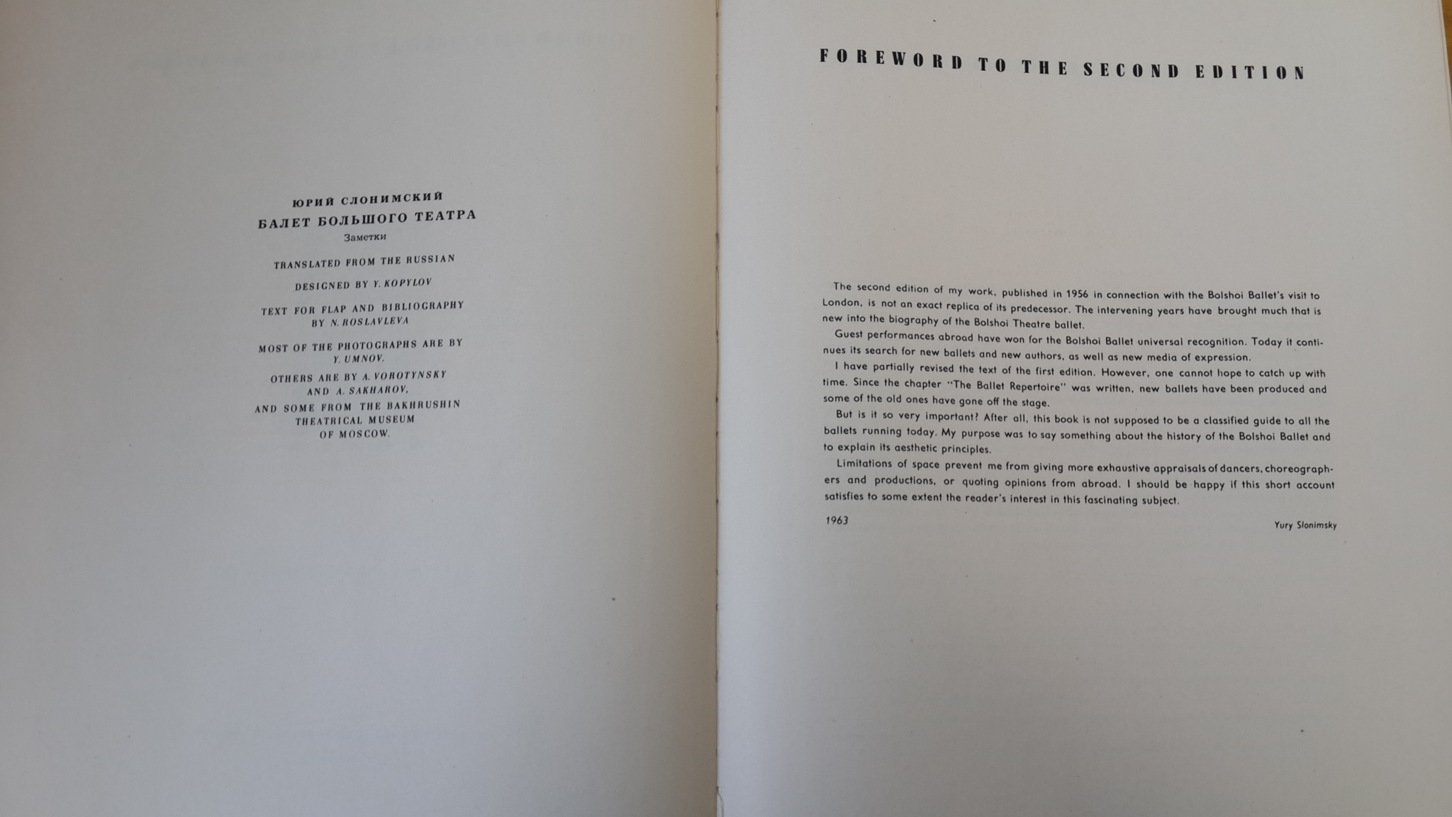 THE BOLSHOI BALLET / YURI SLONIMSKY