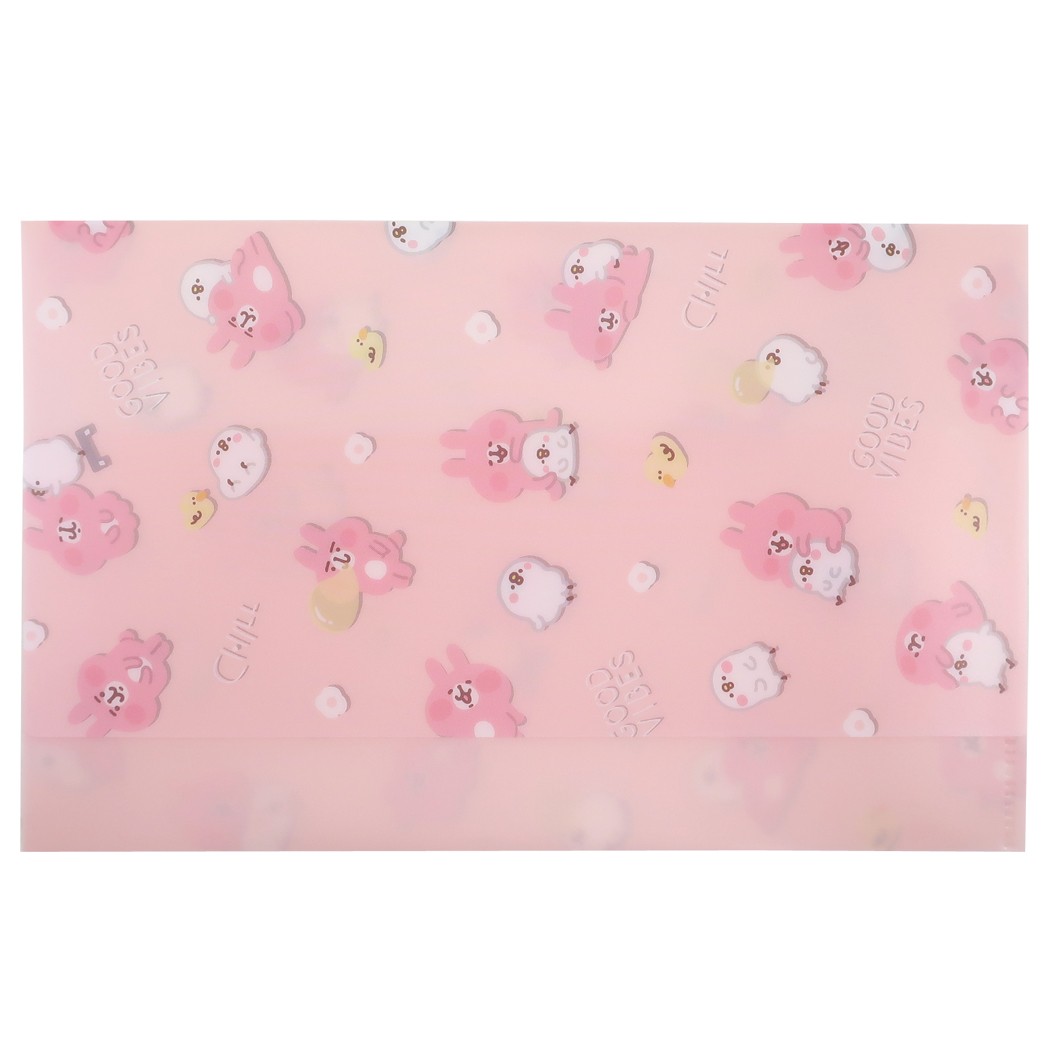 แฟ้ม Kanahei Ticket Holder & Mask Case จากญี่ปุ่น แบบลายพร้อยสีชมพู ขนาด 21.5 x 13.5 ซม. (ตอนพับครึ่ง) ไว้ใส่สิ่งของ ตั๋ว เอกสารเล็ก หน้ากากได้ ขนาดกว้าง
