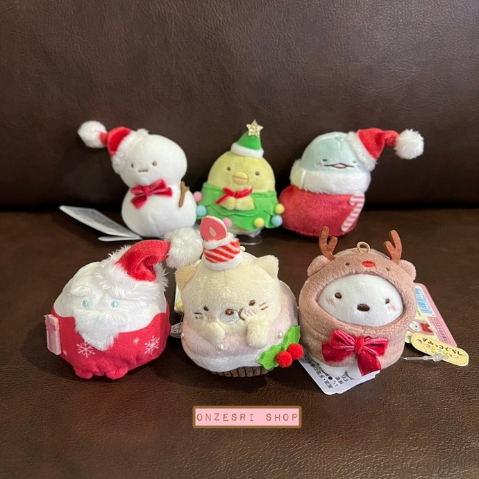 ตุ๊กตาตัวเล็ก Sumikko Gurashi Home Christmas ไซส์ SS มีห่วงไว้ห้อยสายคล้องหรือพวงกุญแจด้านบนได้ มี 4 แบบให้เลือก
