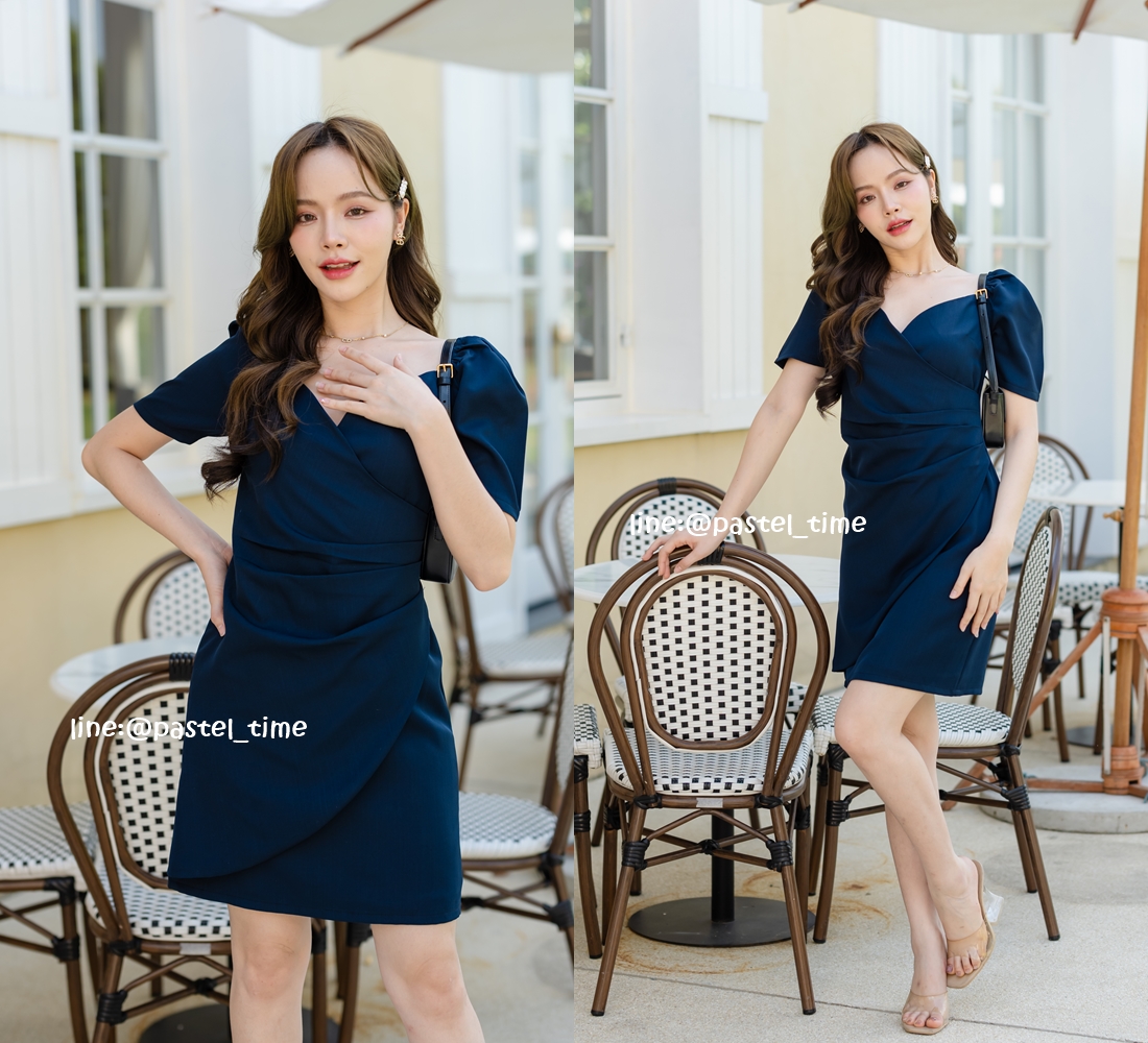 Cherbelle Drapery Dress : สีกรม **มีแต่S**