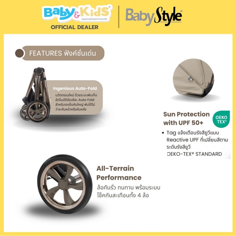 Oyster 4 Baby Stroller รถเข็นเด็ก สำหรับแรกเกิด -22 kg. Milk