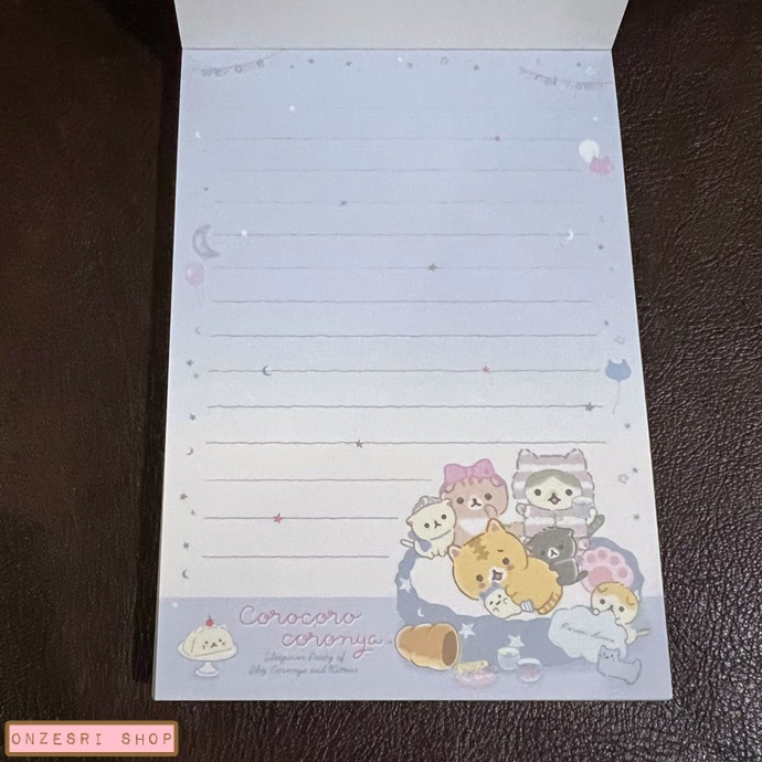 สมุดฉีก Corocoro Coronya Sleepover Party แบบสีฟ้า ขนาด 14.8 x 10.5 ซม. มี 4 ลาย รวม 100 แผ่น