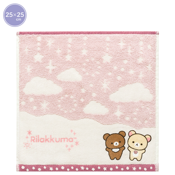 ผ้าขนหนู Rilakkuma Mini Towel ลาย Glitter Cloud สีชมพู ขนาด 25 x 25 ซม.