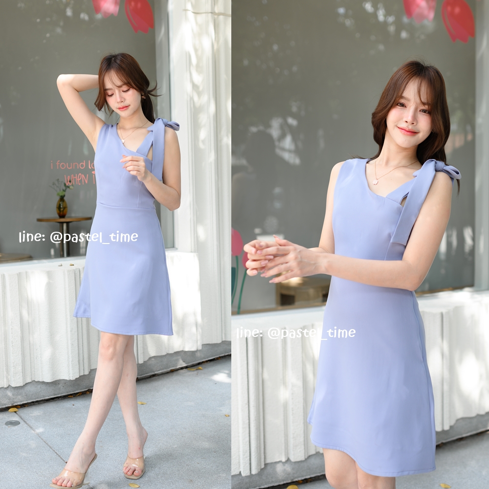 Piper Bow Dress - สีฟ้าคราม [Made by Pastel Time]