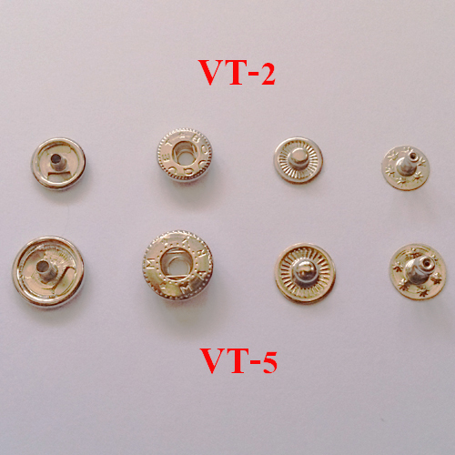 กระดุมสแนป VT-5 ทองเหลืองสีนิเกิล (1 กุรุส)