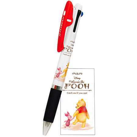 ปากกา Disney Jetstream 0.5 ลาย Pooh & Piglet หมึกมี 3 สี แดง ดำ น้ำเงิน ตรงที่เสียบเป็นแบบคลิป ติดแน่น