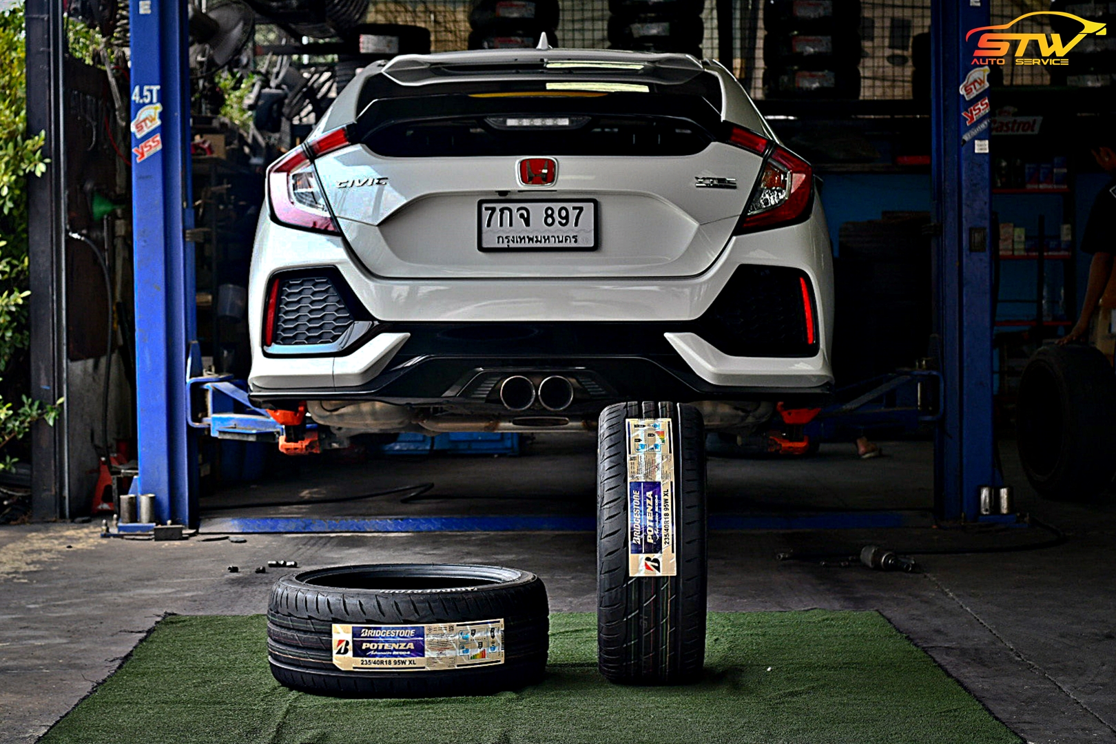ยาง BRIDGESTONE RE004 235/40R18 95W ติดตั้งใส่ HONDA CIVIC FK