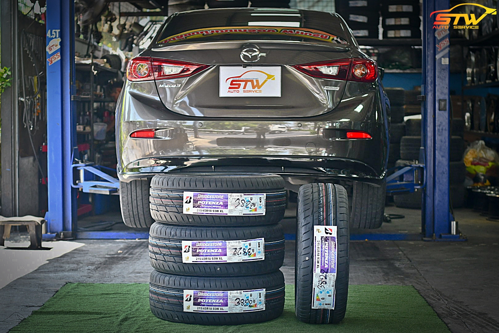 เปลี่ยนยาง MAZDA 3 Skyactiv BRIDGESTONE POTENZA RE004 215/45R18 93W
