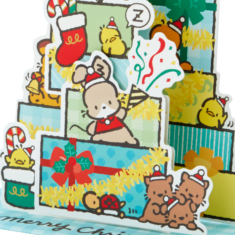 Sanrio Christmas Pop Up Card From Japan การ์ดอวยพรลาย Pochacco กางออกมาเป็นต้นคริสต์มาสได้น่ารัก ขนาด 18.8 x 13 x 7.2 ซม.