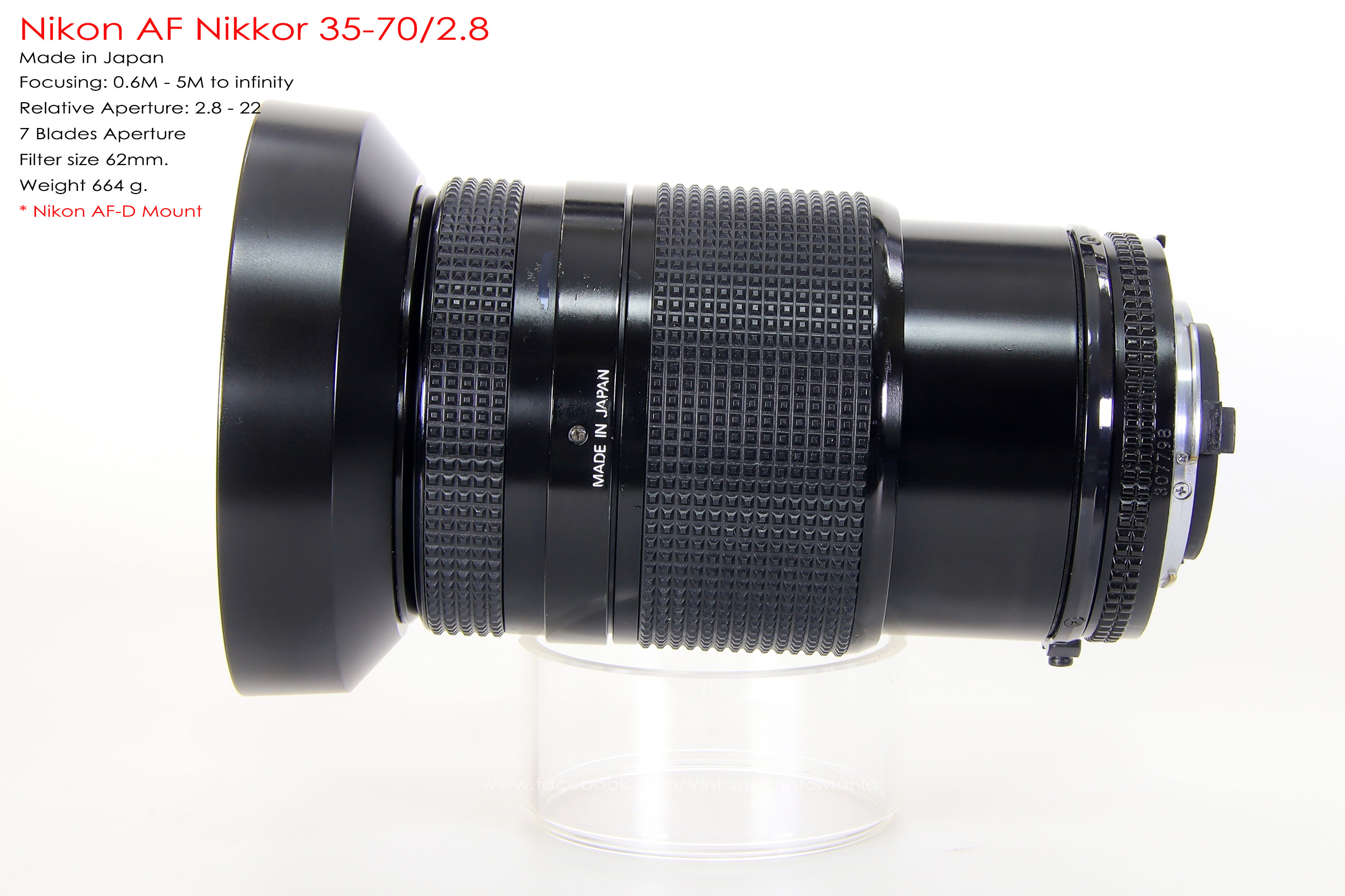 Nikon AF Nikkor 35-70/2.8 *Nikon AF-D Mount เลนส์ซูมเกรดโปรเอฟไม่ไหล
