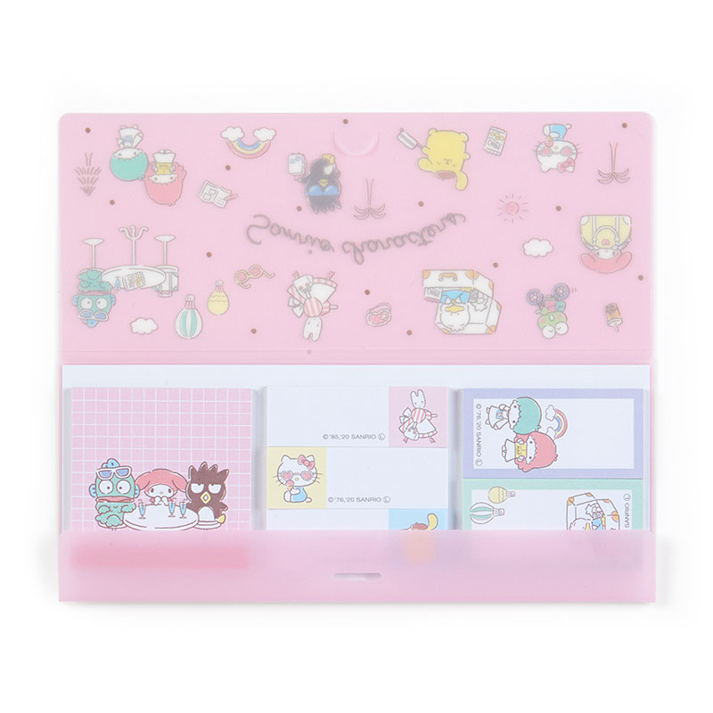 Sticky Note พร้อมซองพลาสติกใส่ Sanrio Travel แบบสีชมพู ขนาด 15 x 6 x 0.4 ซม. มี 6 ลาย รวม 90 แผ่น