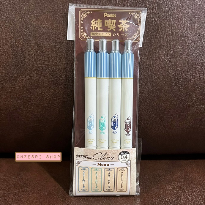 เซ็ตปากกา Pentel Energel Clena (Limited Design) แบบ Cream Soda Set หัว 0.4 หมึกสีดำ