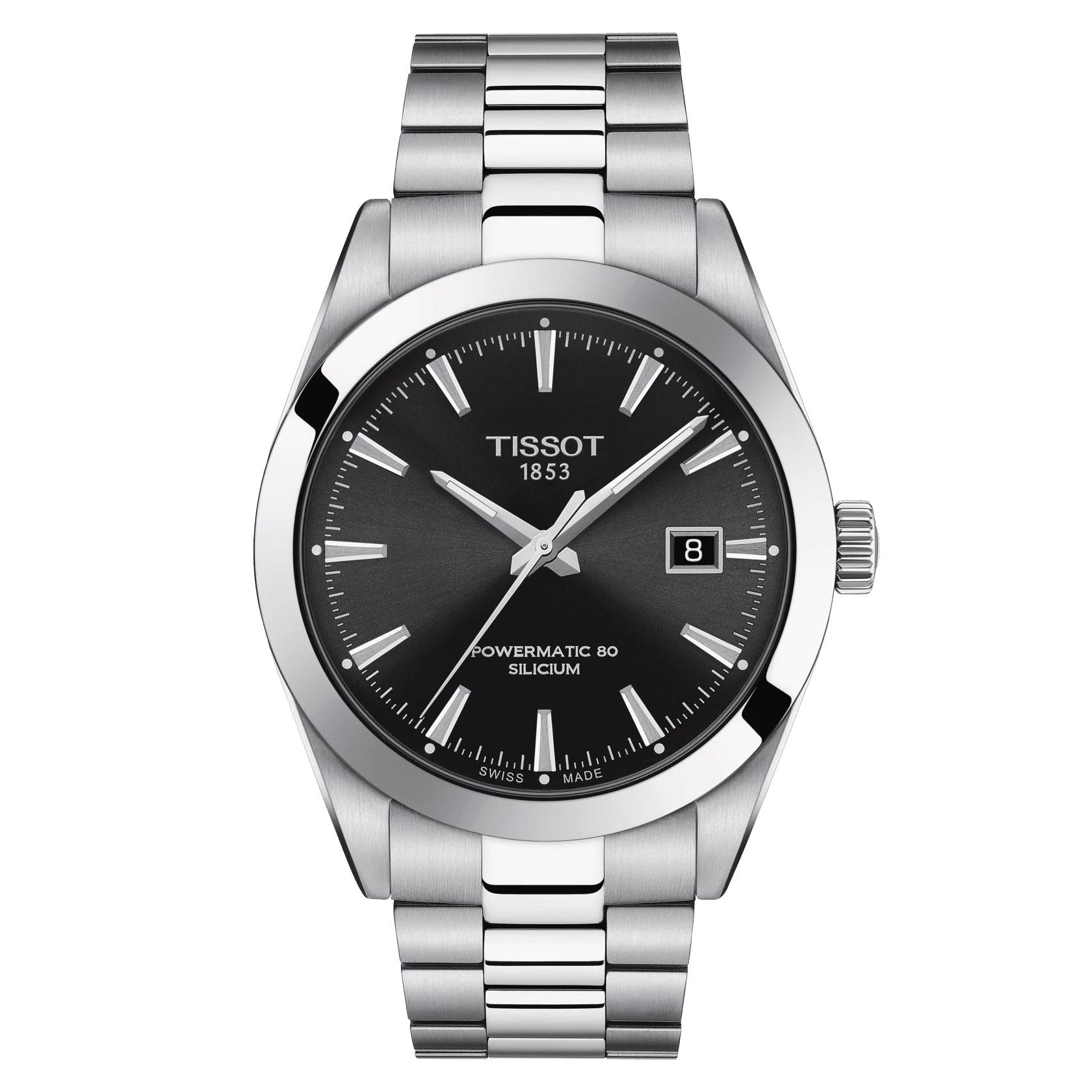 TISSOT GENTLEMAN POWERMATIC 80 SILICIUM รุ่น T127.407.11.051.00 (หน้าดำ สายสแตนเลส)