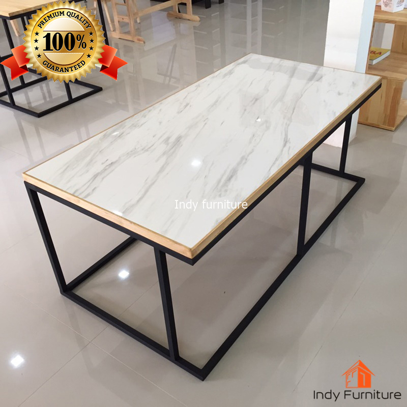 โต๊ะอเนกประสงค์ รุ่น Boo ขนาด กว้าง121 xลึก61 xสูง49.5ซม. หน้าโต๊ะแกรนิตโต้ ลายหินลาสเตอร์ไวท์