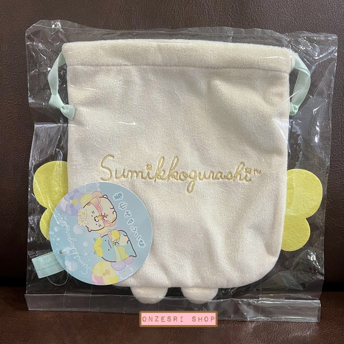 กระเป๋ารูดเชือก Sumikko Gurashi - Zassou in the Fairy Flower Garden แบบแมว Neko เป็นนางฟ้า ขนาด 19 x 17 ซม.