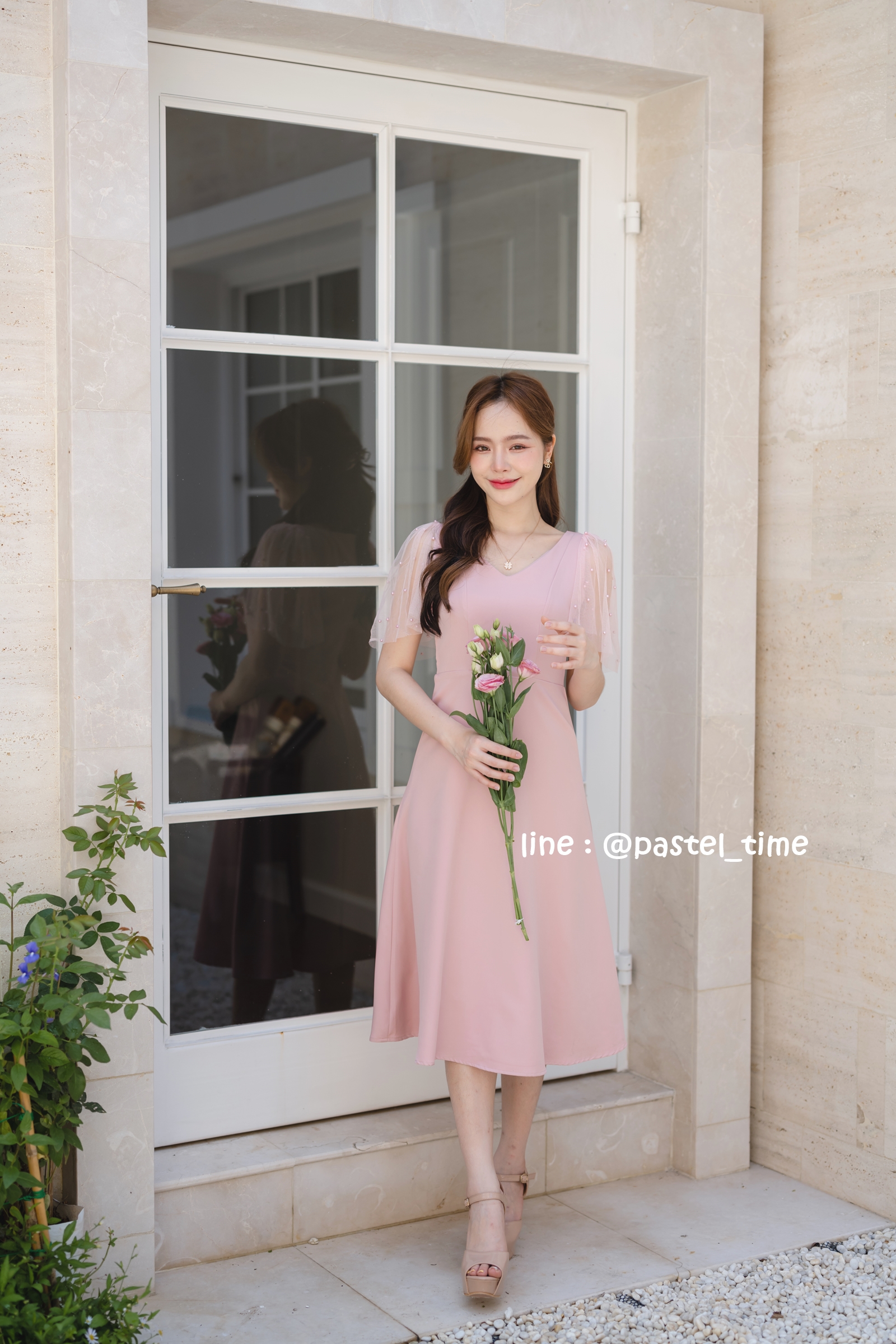Dear Darling Midi Dress - สีชมพู