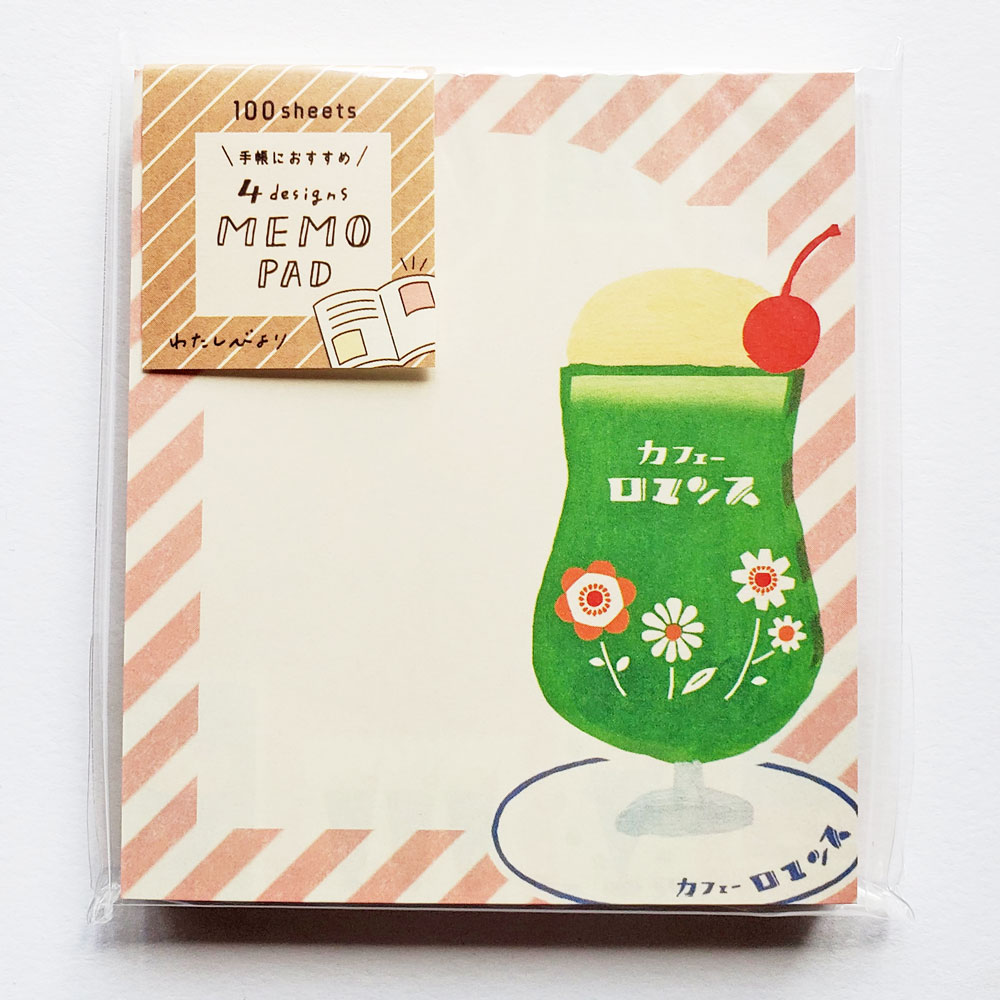 สมุดฉีก Furukawa Paper Works Memo จากญี่ปุ่น ลาย Retro Cafe ขนาด 9 x 9 ซม. มี 4 ลาย รวม 100 แผ่น