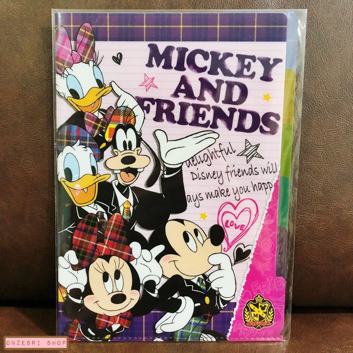 แฟ้ม A4 แยกใส่เอกสารได้ 5 ช่อง ลาย Mickey & Friends Campus