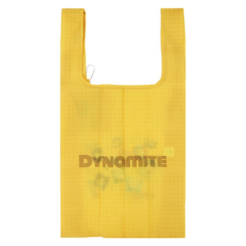 กระเป๋า Eco Bag - BTS TinyTan x Tetemo ของแท้จากญี่ปุ่น ลาย Dynamite สีเหลือง พับได้ พกพาสะดวก มาพร้อม carabiner ไว้ห้อย ขนาด 32 x 61 x 10 ซม.