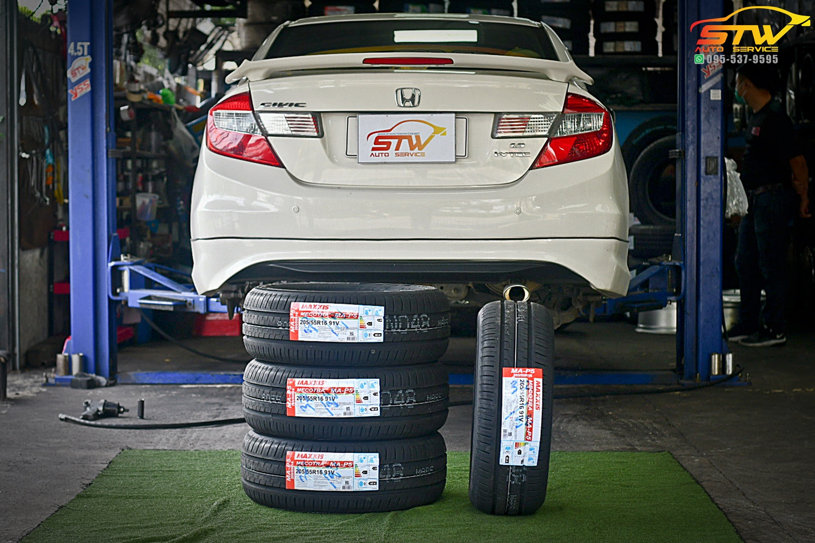 เปลี่ยนยาง HONDA CIVIC FB MAXXIS MECOTRA MA-P5 205/55R16 91V